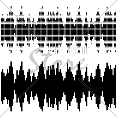 vector black square sound wave patterns