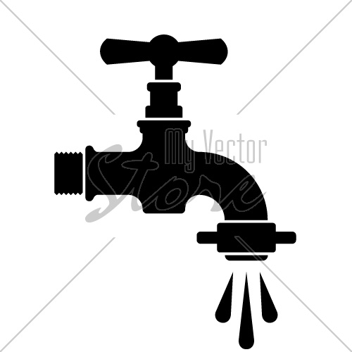 vector black retro water faucet tap symbol