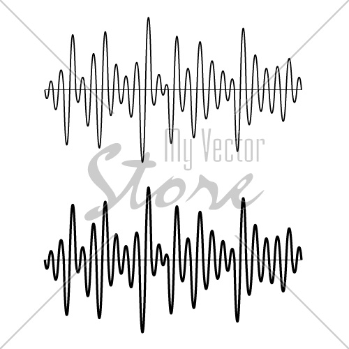 vector black seamless sinusoidal sound wave lines