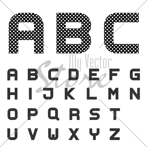 vector black checkered font alphabet letters