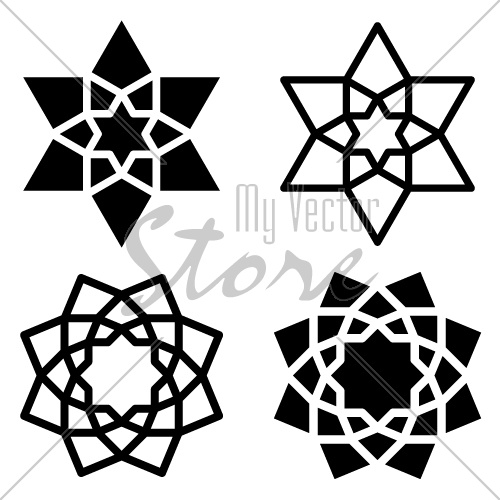 vector black star flower symbols