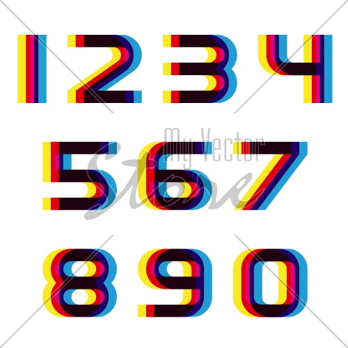 EPS10 vector distortion blur font numbers