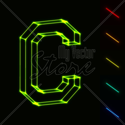 EPS10 vector glowing wireframe letter C - easy to change color