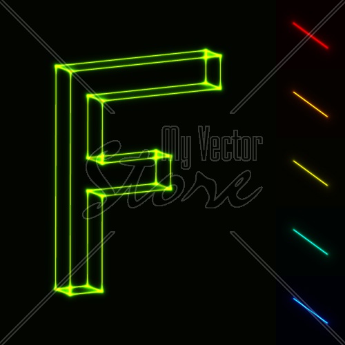 EPS10 vector glowing wireframe letter F - easy to change color