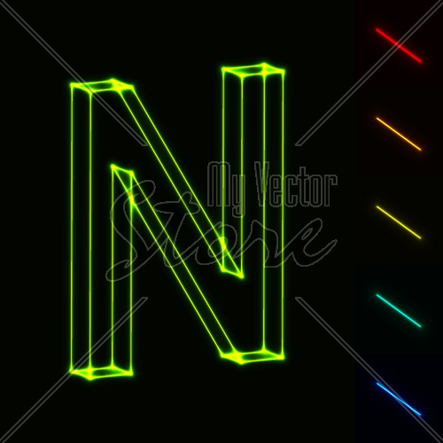 EPS10 vector glowing wireframe letter N - easy to change color