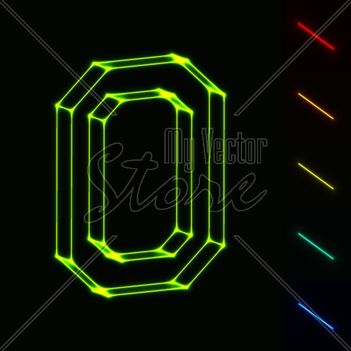 EPS10 vector glowing wireframe letter O - easy to change color