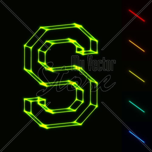 EPS10 vector glowing wireframe letter S - easy to change color