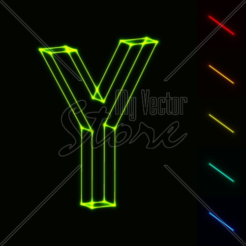 EPS10 vector glowing wireframe letter Y - easy to change color