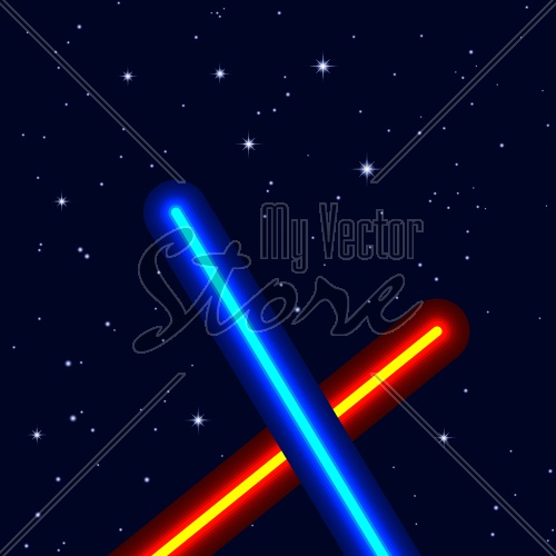 EPS10 vector light swords on night sky