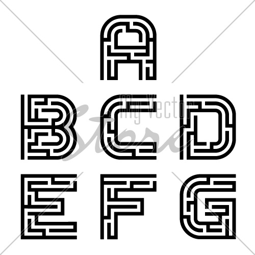 vector real maze alphabet font letters - part 1