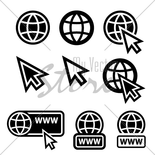 vector world wide web globe cursor icons