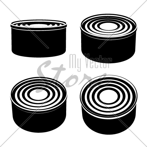 vector food cans black symbol