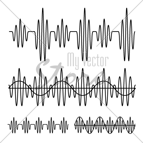 sinusoidal sound wave black line vector