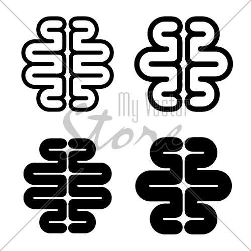 human brain black symbol vector