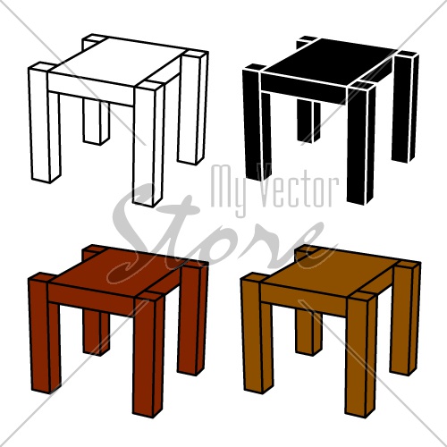 3D simple wooden table black symbol vector