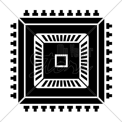 electronic chip black symbol vector
