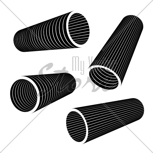 3d industrial pipes black symbol vector
