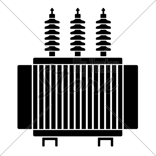 vector high voltage electrical transformer black symbol