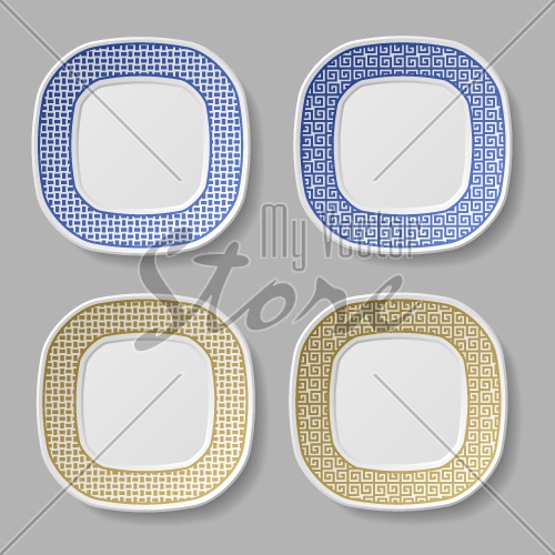 squared ornamental plates vector