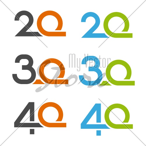 20 30 40 anniversary number vector