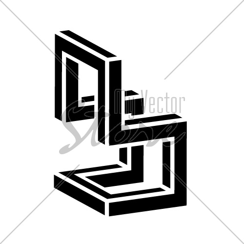 3D chair black symbol vector