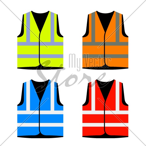 reflective road industry safety vest vector