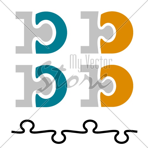 10 ten puzzle linked number letter D vector