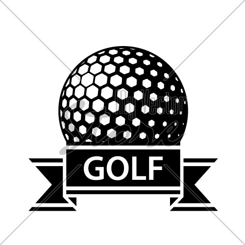 golf ball black ribbon simple symbol vector