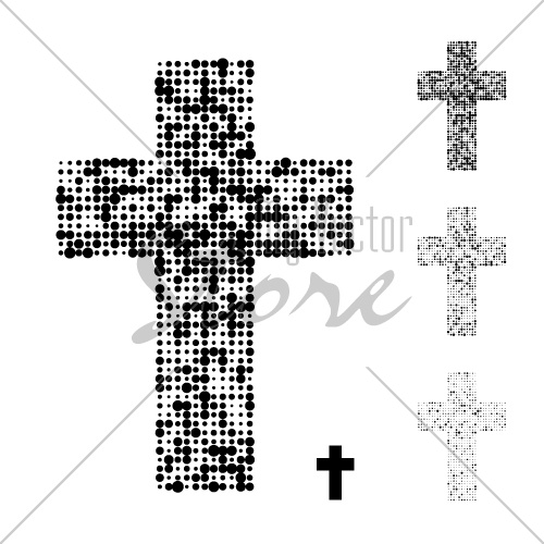 dotted halftone grunge christian cross vector