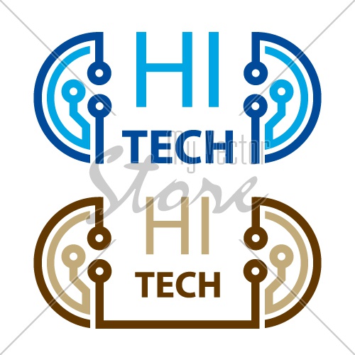 hi tech electronic circuit symbol vector