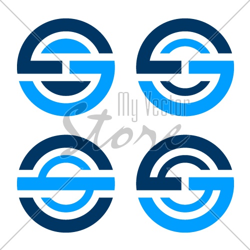 letter O S G simple blue icon vector