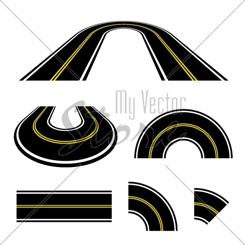perspective road turn vector