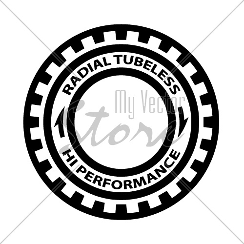 radial tubeless hi performance tyre symbol vector