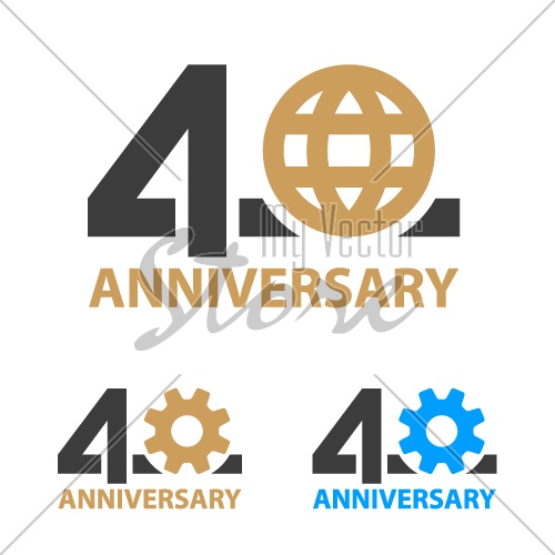 40 years anniversary industry gear globe number
