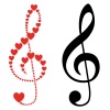 vector hearts violin clef