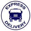 vector express delivery stamp - truck silhouette
