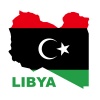 vector Libyan Republic flag on map
