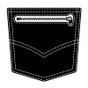 vector zipper jeans pocket black symbol