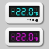 vector glowing digital thermometer icons