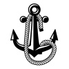 vector anchor with rope black symbol