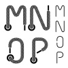 vector shoe lace alphabet letters M N O P