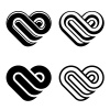 vector abstract heart black white symbols