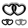 vector linked hearts black white symbols