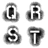 vector stencil angular spray font letters Q R S T