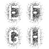 vector stencil angular spray font letters E F G H