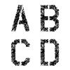 vector stencil angular spray font letters A B C D