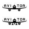 vector aircraft aviator inscription black icon