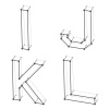 vector wireframe font alphabet letters I J K L