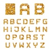 vector golden sparkles alphabet font letters