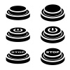 vector start stop knob button black symbols
